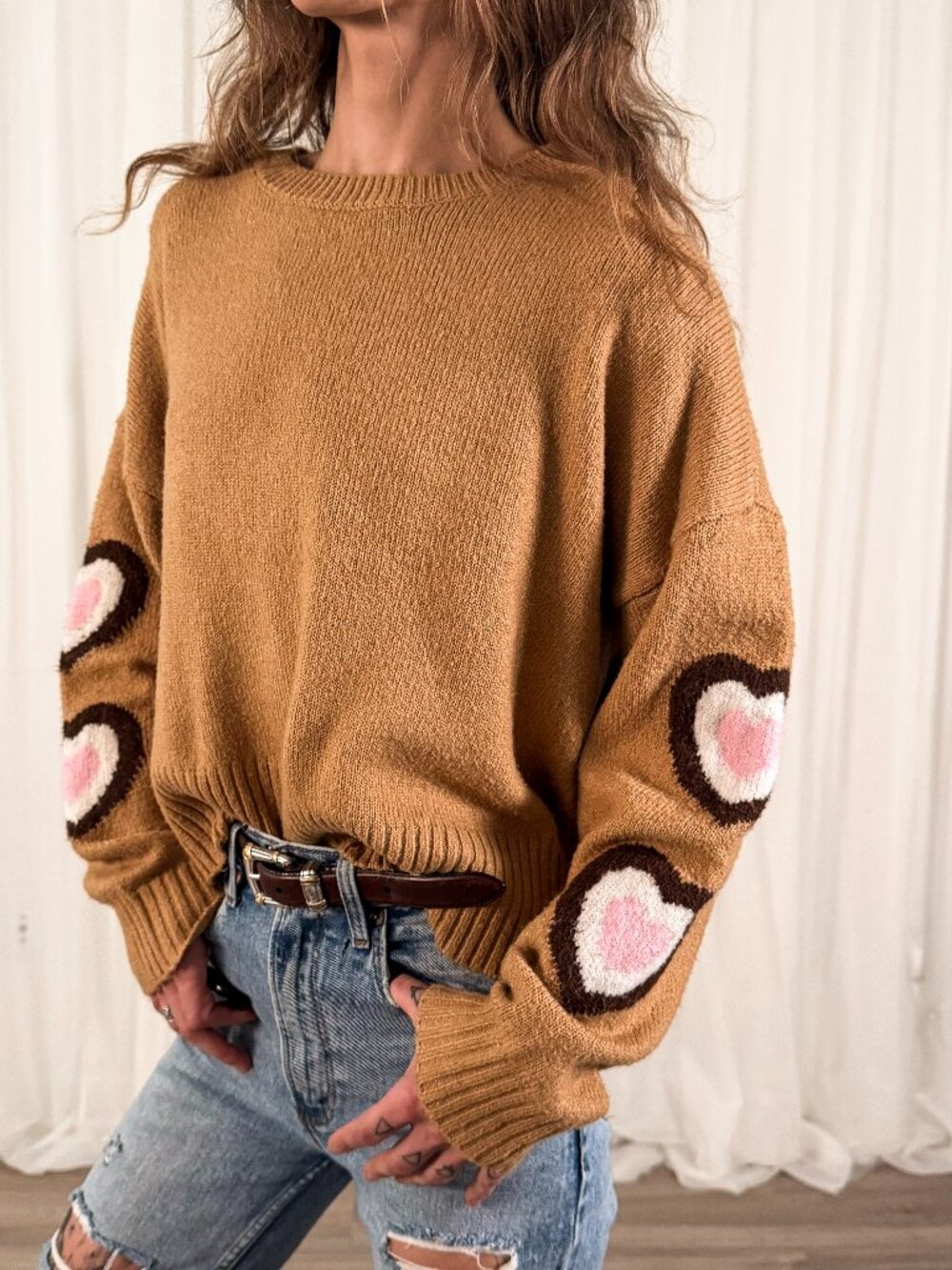 Y2K Cozy Pull Over Heart Sweater No Comment Women's Size Large